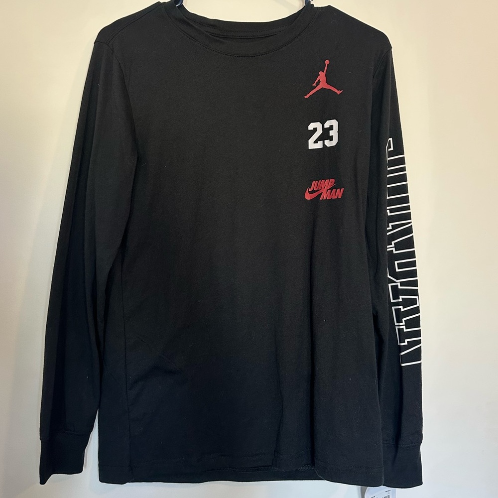 Boy’s Jordan Black and Red Long Sleeve Tee